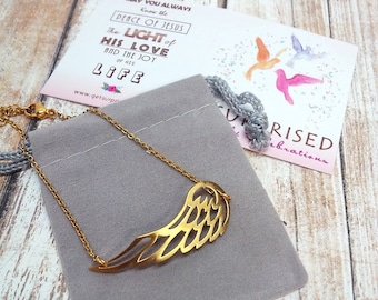 Dainty Golden Wing Bracelet, Stainless Steel Angel Jewelry
