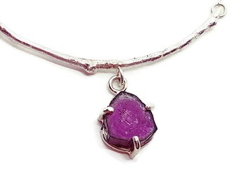 Watermelon tourmaline Branch Necklace