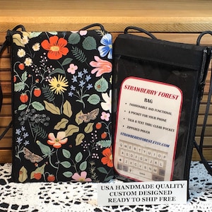 Bolso Strawberry Fields - Billetera con pantalla táctil - Estuches para teléfono móvil - Monedero con pantalla táctil - Bolso bandolera para teléfono inteligente - Bolso bandolera pequeño - Bolso para teléfono móvil