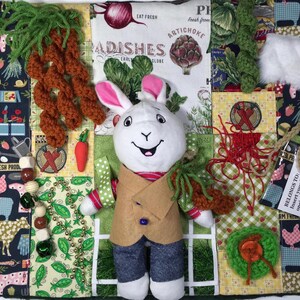 Garden Rabbit Fidget Mat, Dementia Lap Quilt, Sensory Autism Blanket, Alzheimers Gifts, Calming Fiddle Woman Gift, Cuddle Toy Keeps one Busy