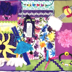 Handmade Dementia Fidget Blanket, Sensory Quilt, Twiddle Mat, Busy Toy