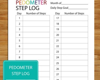 daily steps log pedometer step tracker exercise daily step etsy