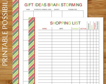 christmas shopping and budget planner holiday budget sheet etsy