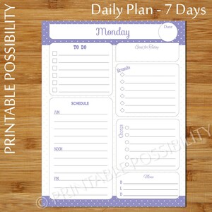 7 Printable Daily Planner Pages Colorful Daily to Do List - Etsy