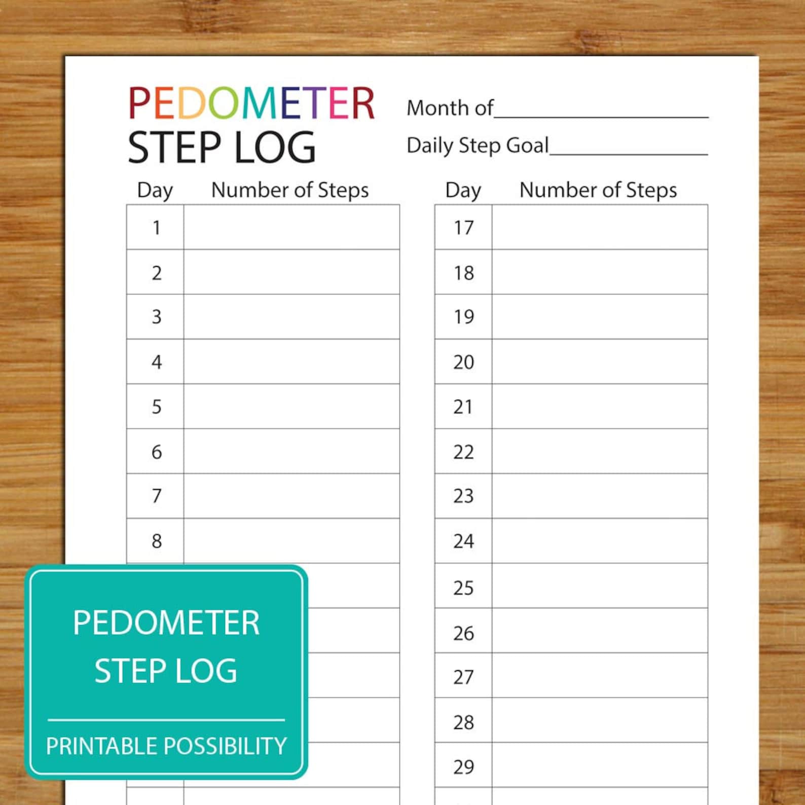 steps-log-for-pedometer-pedometer-step-tracker-exercise-etsy