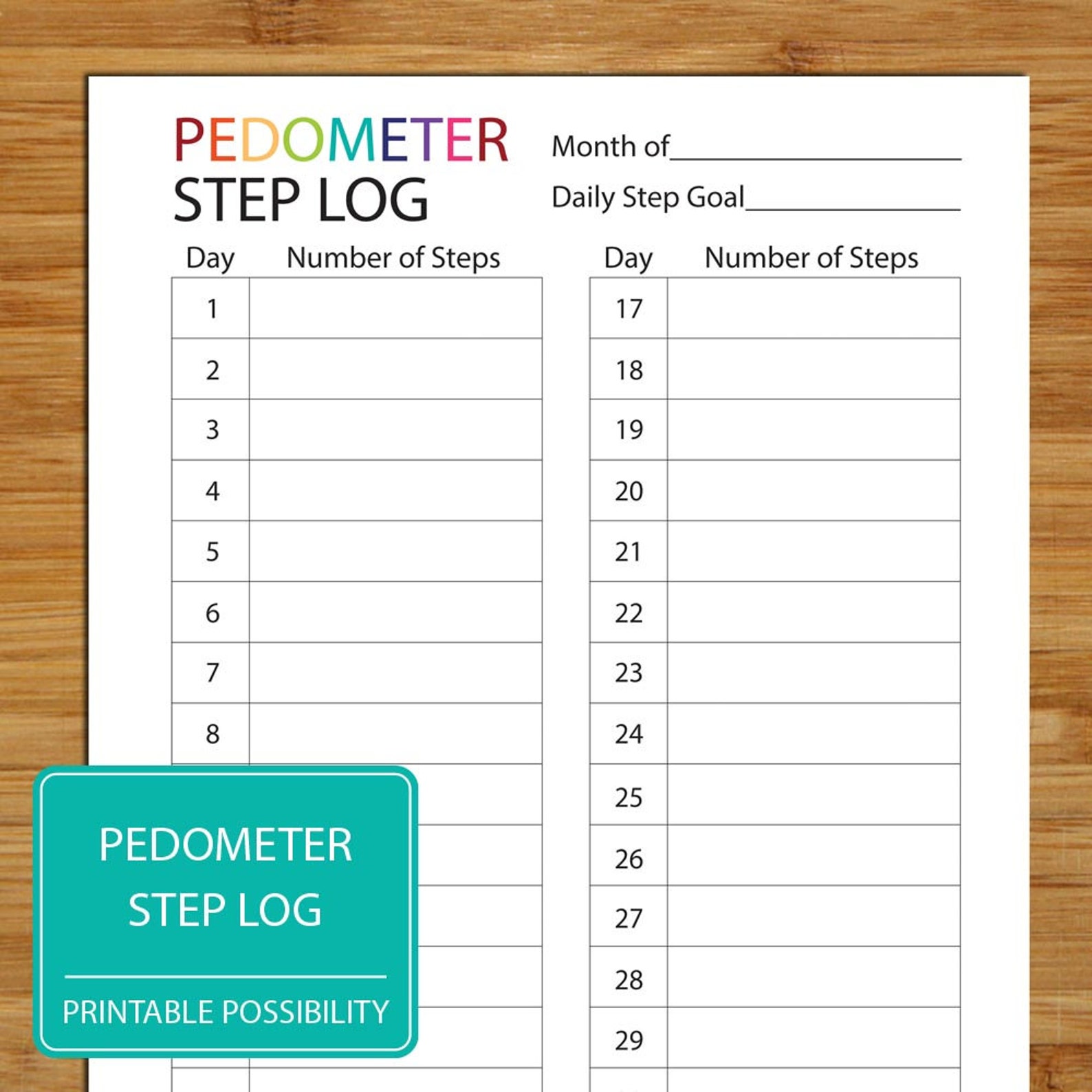 steps-log-for-pedometer-pedometer-step-tracker-exercise-etsy