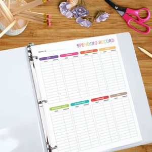 Spending Record With Editable Headings Printable Spending Tracker ...