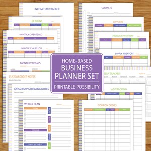 Small Business Planner - Home Business Planner Etsy Business - Track Business Income, Expenses, Inventory, Advertising - Purple Blue Orange