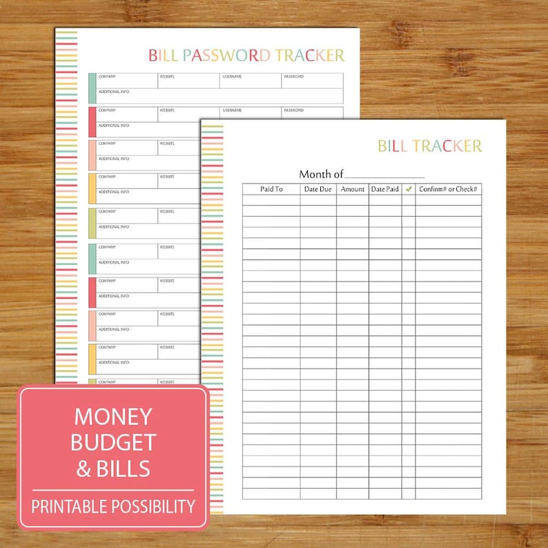 Money Budget and Bills Planner A5 Size Printable Financial Kit Track ...