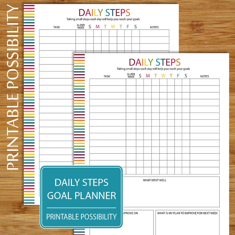 Goal Planning Checklist Daily Steps Goal Tracker Etsy