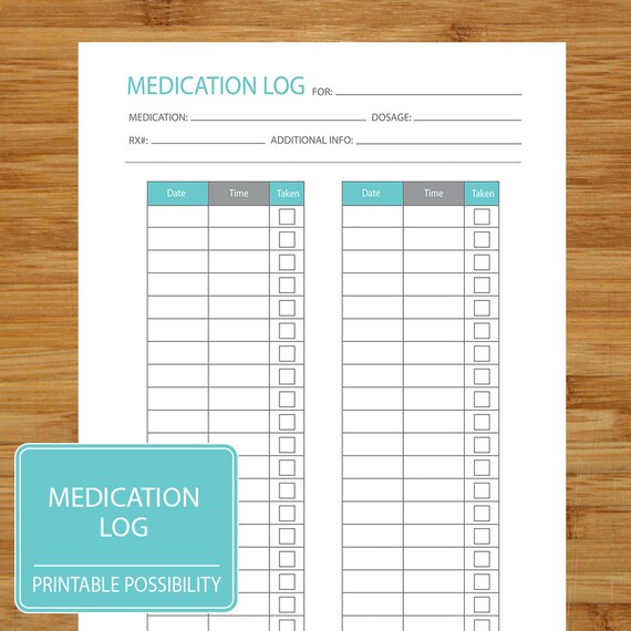medication log printable page