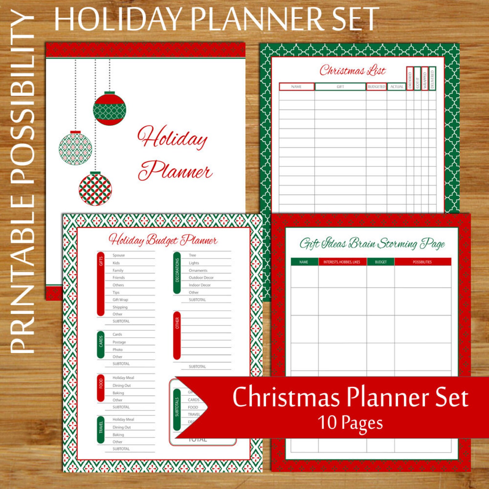 Christmas Planner Set 10-page Printable Christmas Organizer Etsy