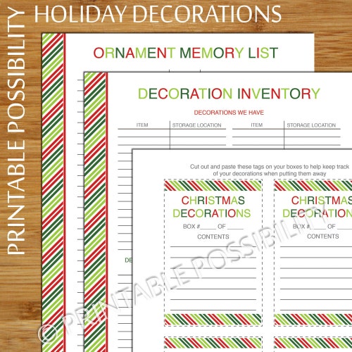 Holiday Decoration Set Christmas Decoration Inventory List Etsy