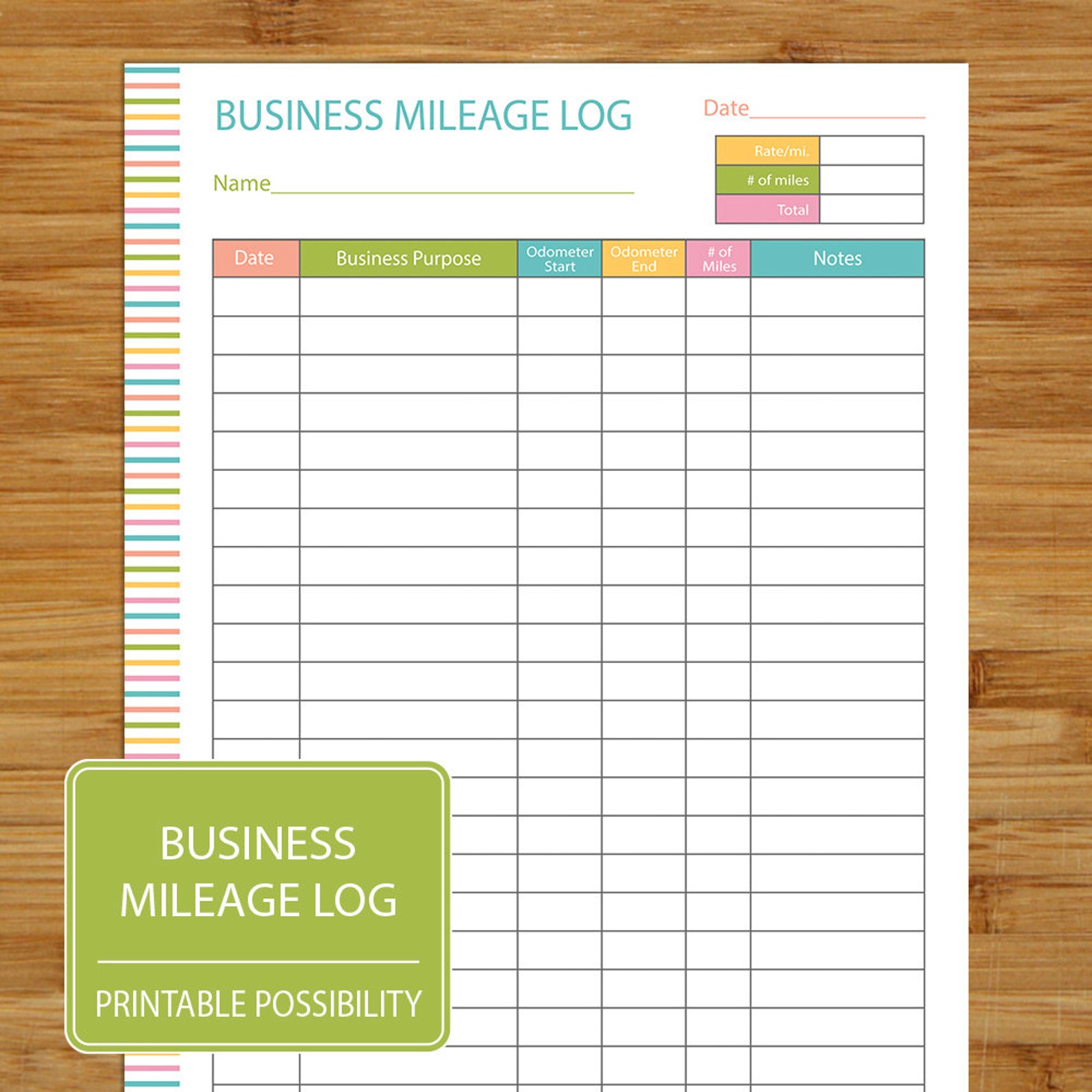 Mileage Log Business Mileage Tracker Coordinates With Business Planning