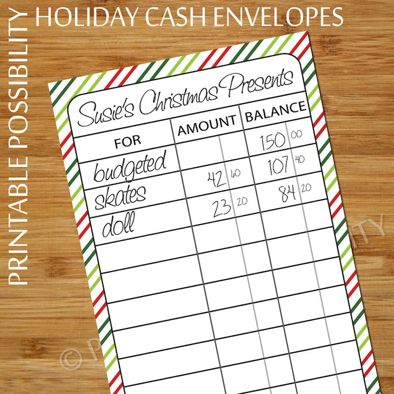Holiday Cash Envelopes Set of 4 Christmas Budget Envelopes Etsy