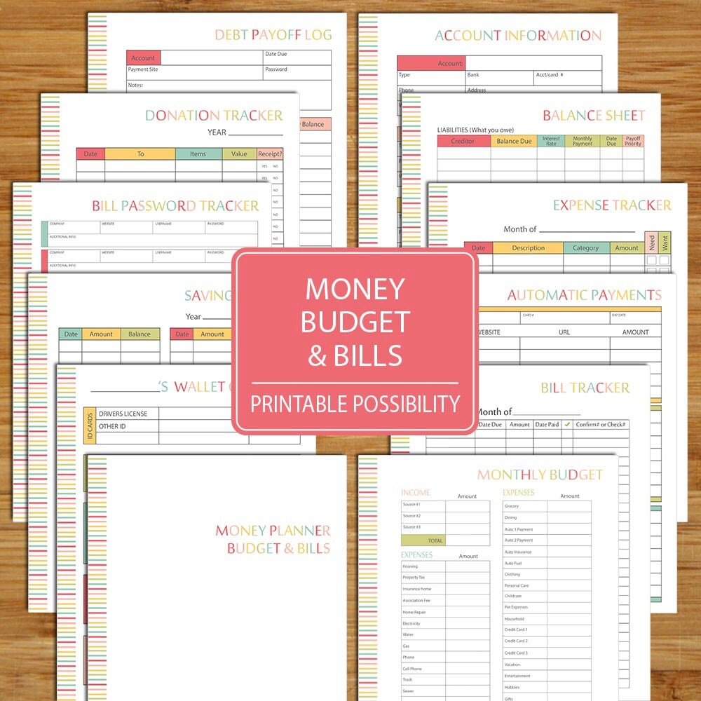 Money Budget And Bills Planner Printable Financial Kit Etsy - 50