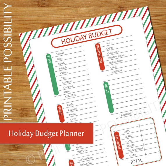 christmas budget plan holiday budget sheet budget planner etsy