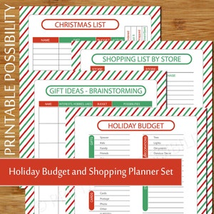 Christmas Shopping and Budget Planner - Holiday Budget Sheet - Shopping Lists - Budget Planner for Christmas - Gift Planner - Christmas List