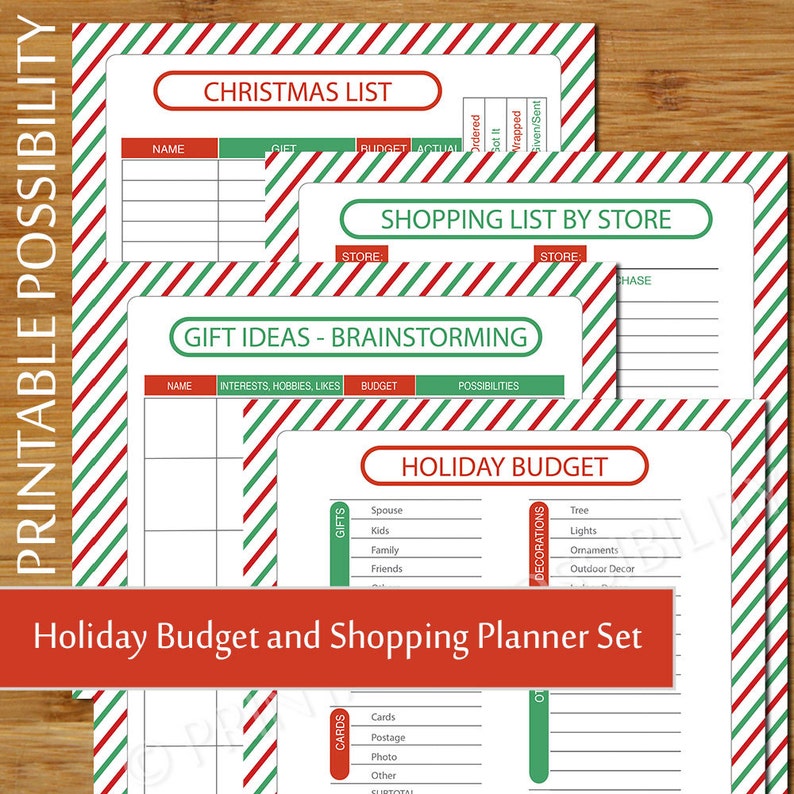 Christmas Shopping and Budget Planner Holiday Budget Sheet | Etsy