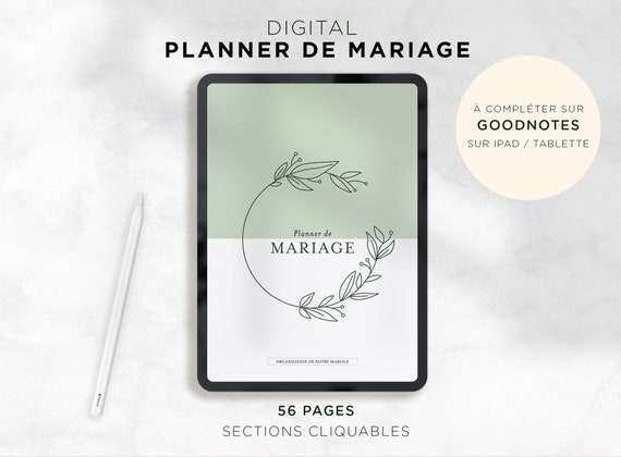 Digital planner de mariage, pour ipad ou tablette, Goodnotes, organisation mariage, template, français, téléchargement numérique, PDF