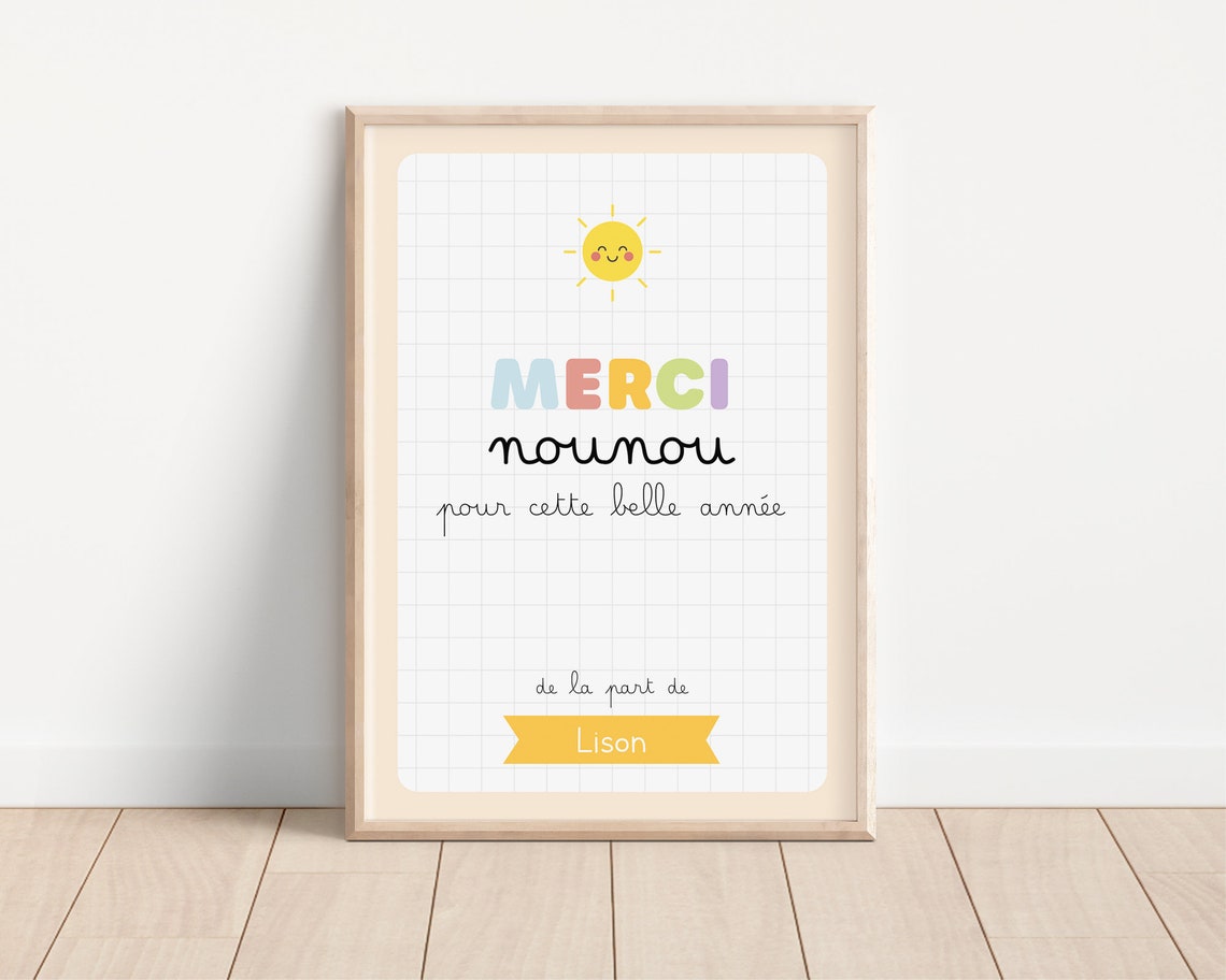 Lettre De Remerciement D'une Nounou Aux Parents Carte remerciement personnalisée nounou, maîtresse, Atsem, imprimable