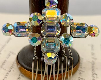 Vintage Aurora Borealist Rhinestone Hair Comb - Etsy display picture 1
