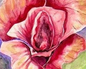 Original Watercolor Art Work Print, Mother's Day Gifts, Single Red Rose, ,r, #42
