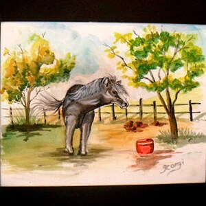 Western home decor, animal farm, modern wall art, wild horse, gift for sister, watercolor art, dining room art, wall picture, home Deco #51A