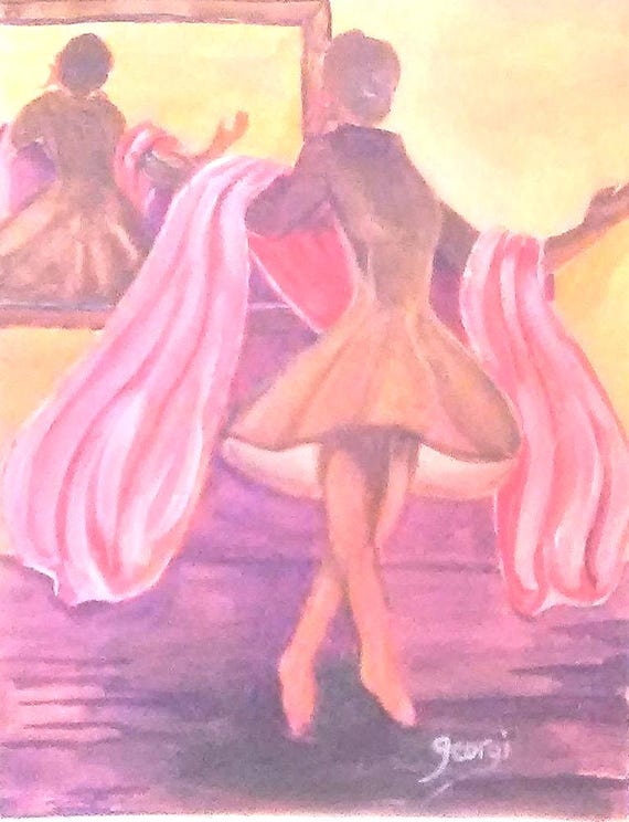Lady in  Mirror, Dancing Lady, watercolor painting, modern wall art, cool posters, figure wall art, giftr, cool wall art, home decor #32