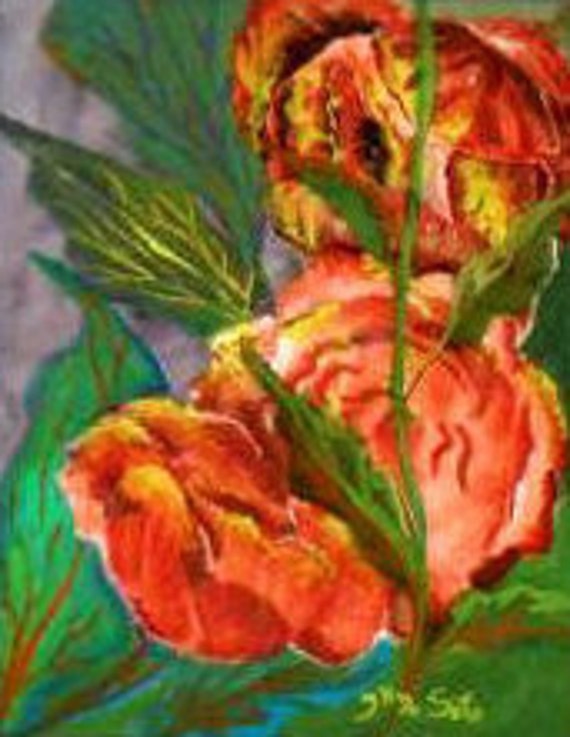 2 Orange Roses, ,Watercolor Original Painting Print, Gift for Mom, Flower Picture, Watercolor ArtWork, Colorful  art, Home Decor #43