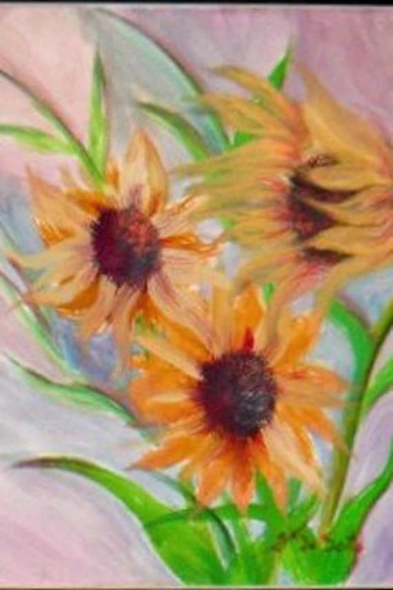 Yellow Daisies Floral Watercolor Painting Print,Garden Flower from Original Painting, Artwork,