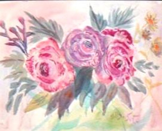 Gift , Digital bouquet of flowers, watercolor painting, modern wall art, wall art print, floral wall art, bedroom art, home wall decor # 175