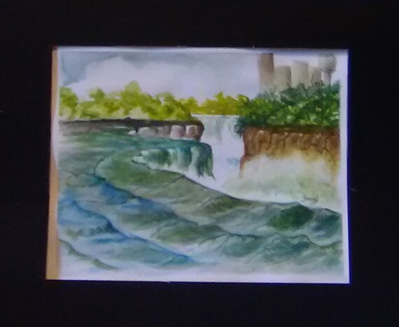 Niagara Falls Painting, Watercolor Original Painting Print, Painting of Water Fall, Landscape Water Fall, Picture of Niagara,  Gift # 198