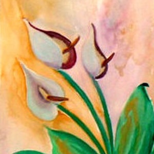 Calla lily flower, watercolor painting, kitchen wall art, calla lily, gift, art print, watercolor art, folk art paint, home decor #17A