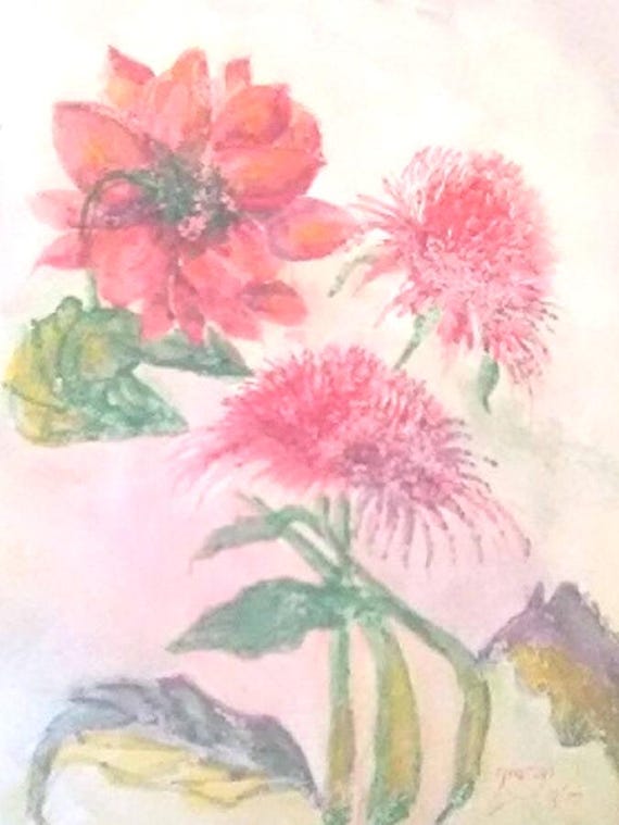 Red Carnations, Original Watercolor painting print,Red Flower, Art Print,Painting of Flowers,Holiday Gift, Bedroom wall art, Home Decor #316
