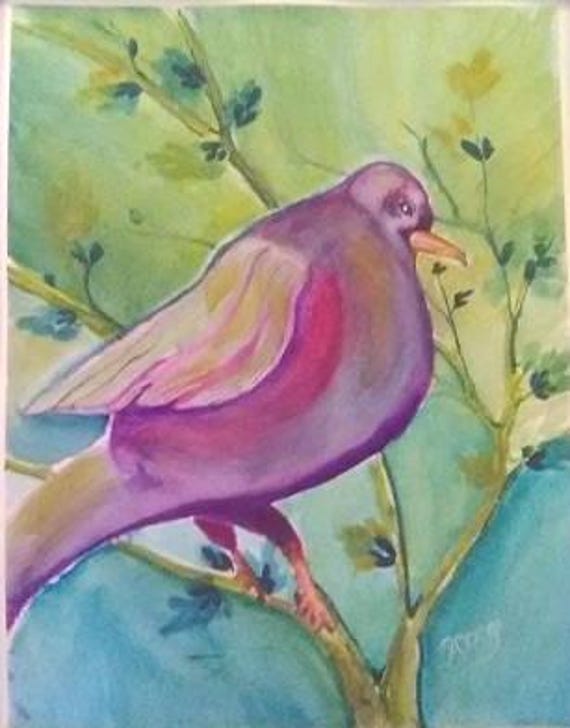 Big song bird ,Print from original watercolor painting,bedroom wall art, bird prints, Holiday gifts, bird,#51
