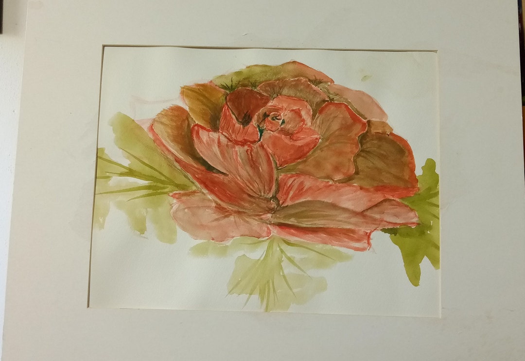 Single Red Rose Watercolor Painting Art Print / Black or White Matte ...