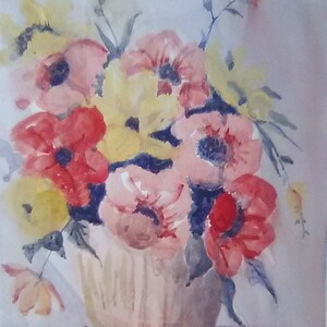 floral painting in watercolor, originally hand painted, watercolor Artwork, Wall art Prints, matted picture, Gifts #206