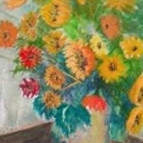 Original Watercolor Art Work Print, Mother's day gifts, Yellow Daisies Watercolor Art Print, floral Paintings, vase of flowers,  Gift #3A