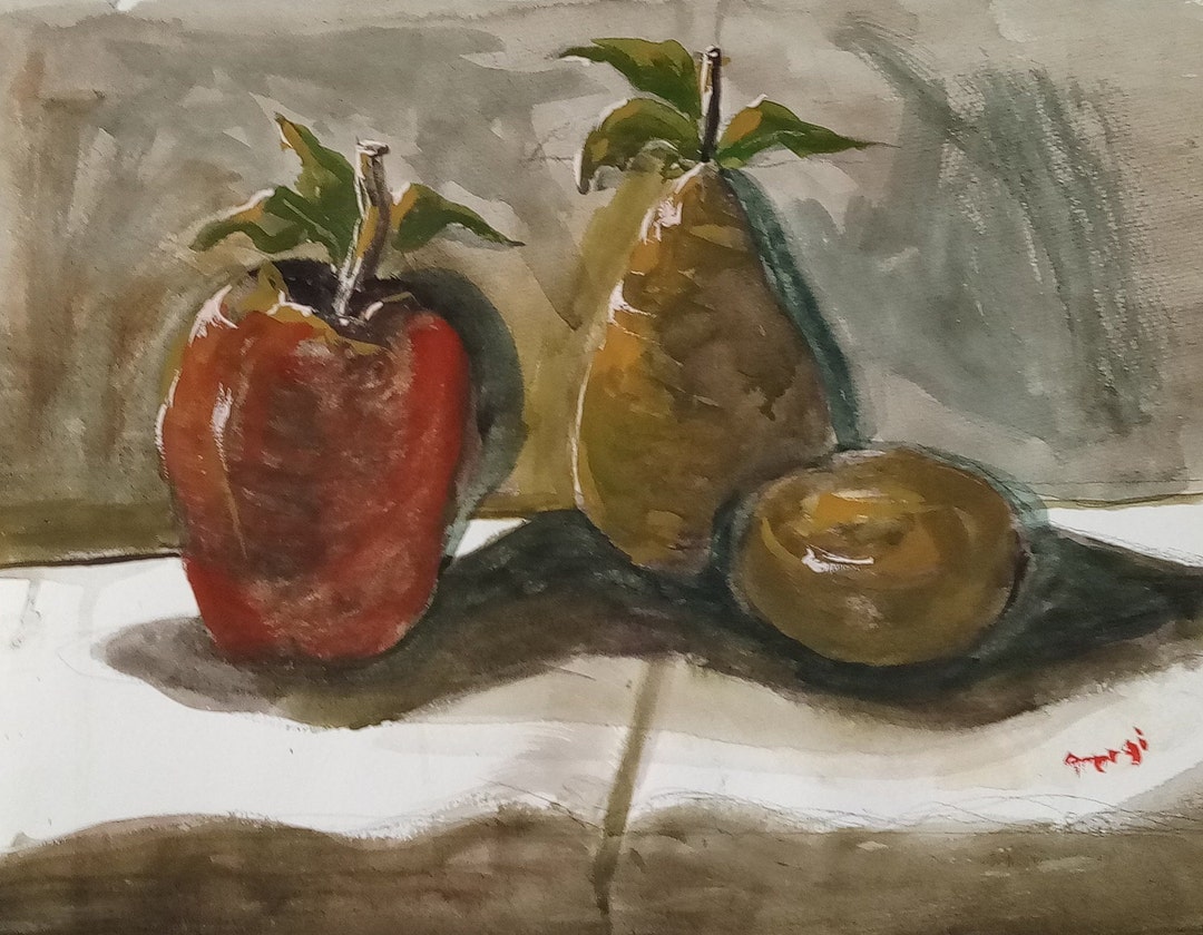 Apple Fruit Watercolor Original Art Work Print, With FREE MATTE and ...