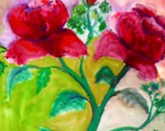 Original Watercolor Art Work Print, Mother's day gifts, floral wall art, country rose, Art posters, floral paintings, gift for women #2B