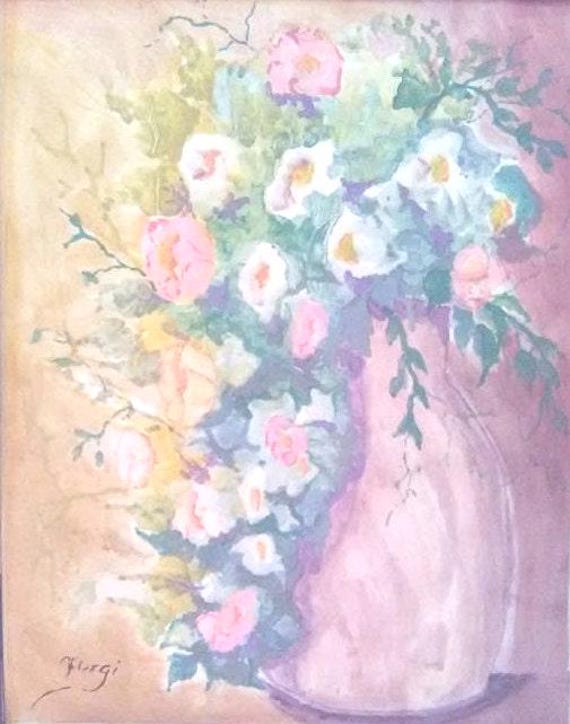 Flowers in a Lavender Vase, Lavender art print, watercolor painting, modern art, cool wall work, gift, living room home decor #28