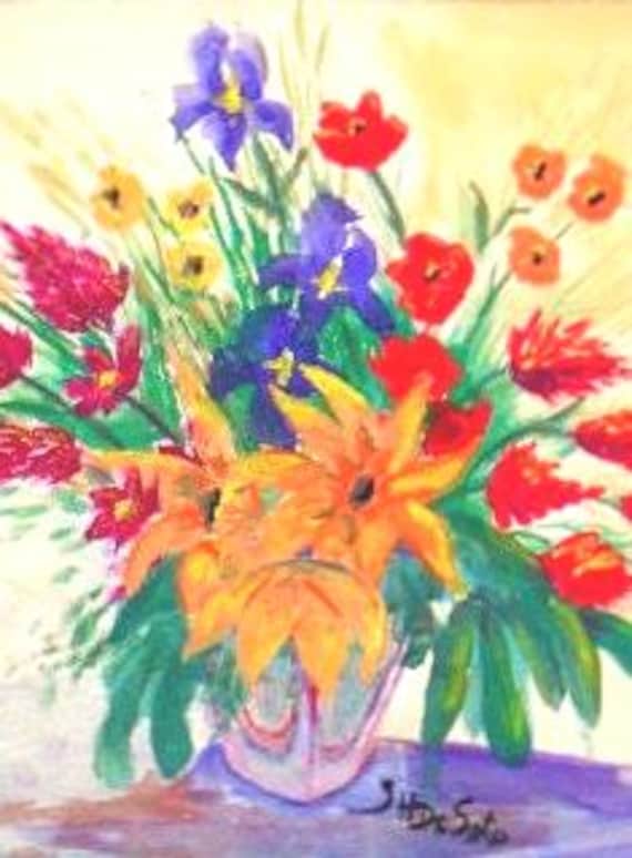 Wildflowers Bouquet, Spring Colors, Flowers in a Vase, Floral Bouquet, Cool posters, Housewarming Gift, Folk Art, Gifts for Her