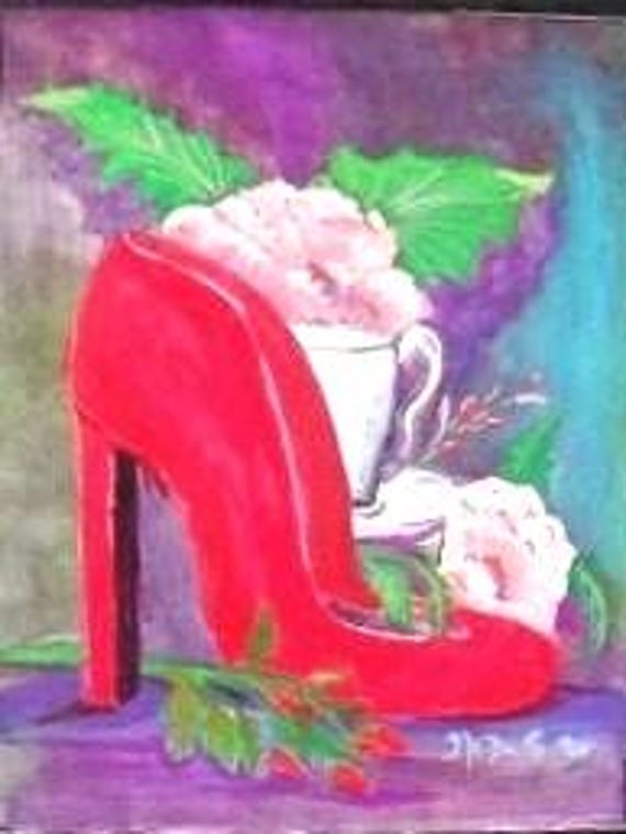 Gifts for mom, red shoe, modern wall decor, watercolor art, watercolor painting, art print, housewarming gifts, wall pictures, home decor #7