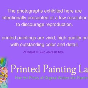 May include: A watercolor painting of a pink rose with green leaves. The painting is titled "Printed Painting Lady" and says "Fine Art Prints of Original Watercolor Paintings".