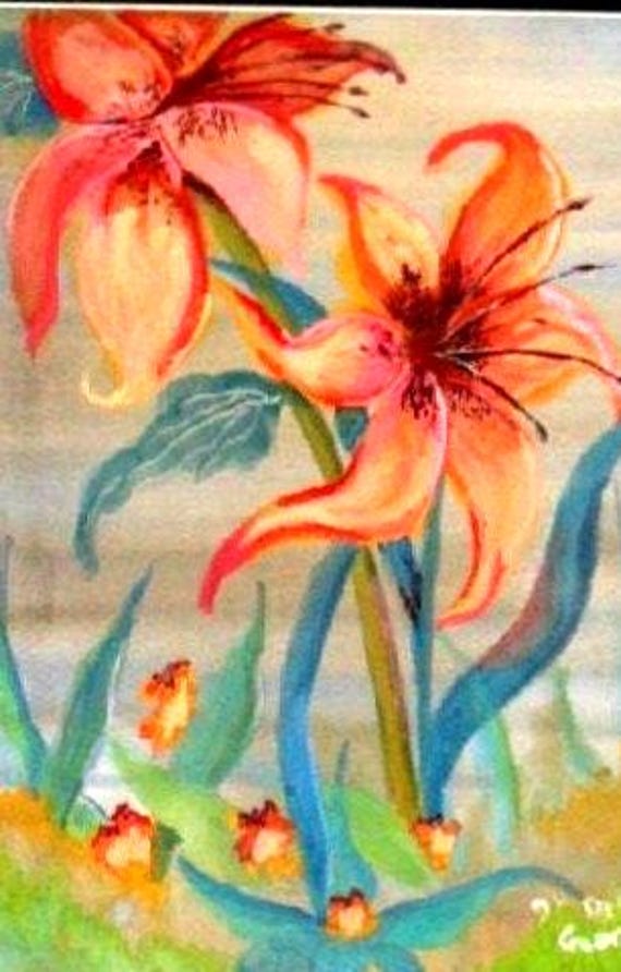 Mother's day gifts, tiger lillies, watercolor art prints, floral paintings, flower wall art, watercolor painting, home wall decor#8B
