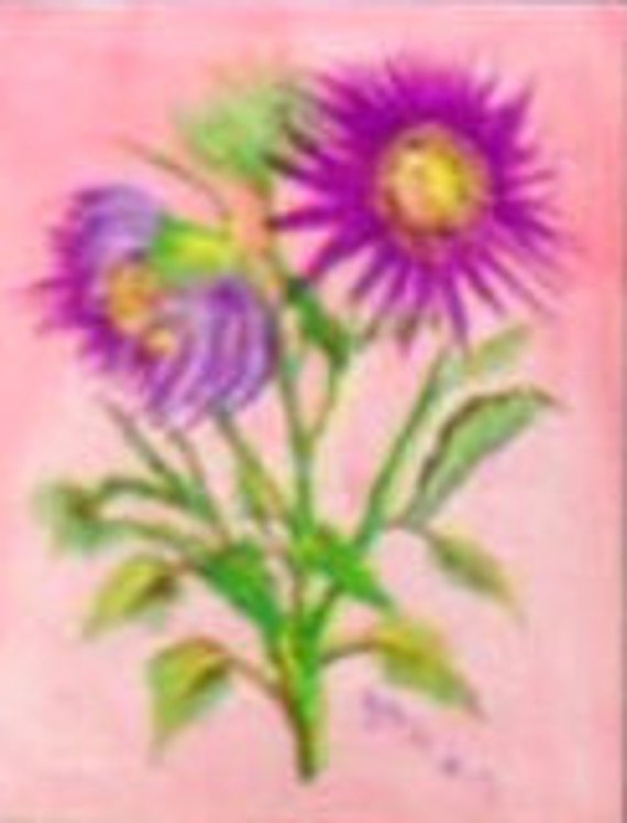 lavender Daisy Flower Painting, Gift for Mom,  Floral Original Painting Print , Still Life Painting, Watercolor Wall Art, Bedroom Deor #010