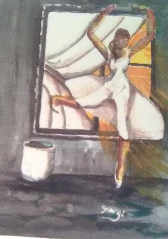 Ballerina Standing watercolor painting print  wall art print,White Dress Dancer lady,Watercolor art work,birthday gifts#212