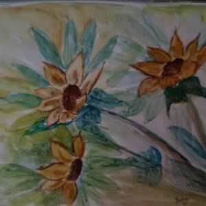 Yellow Daisies Original Artwork Print, Gift, Bedroom Wall Art Print,  Yellow Floral  Watercolor Picture, Wall Art Print, Home Décor #238