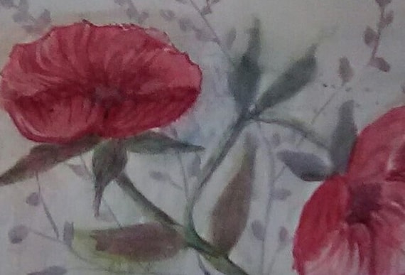 Red Poppy Floral Painting Print, Bedroom Wall Art, Gift for her, Red Flower watercolor painting, #216